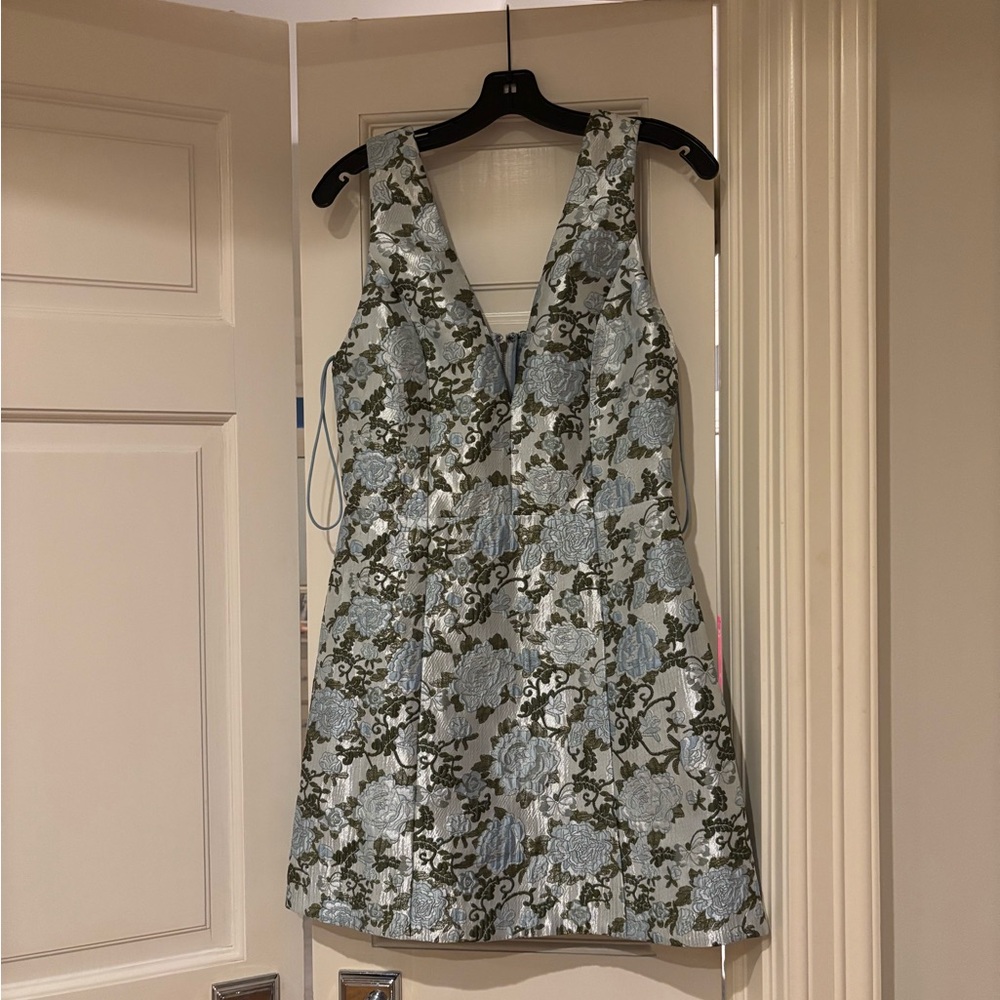 Alice + Olivia Blue and Green Floral Mini Dress Tatum Mini